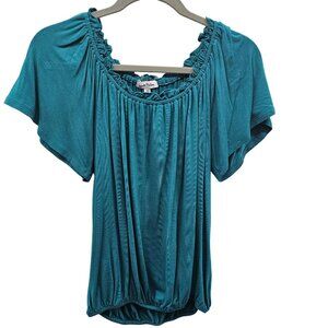 Dante Malan Teal Womens Short Sleeve Top Size M